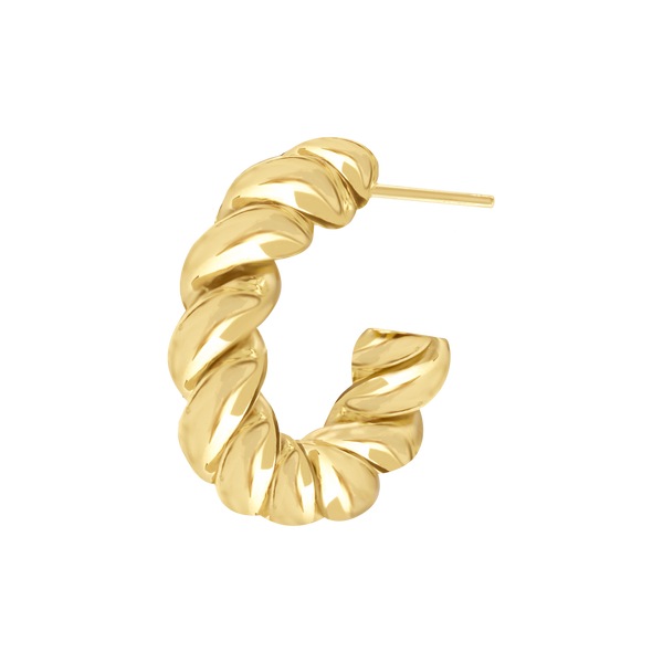 Solid Twist Rope Hoop Earring in 14K Gold