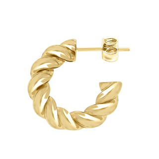 Solid Twist Rope Hoop Earring in 14K Gold
