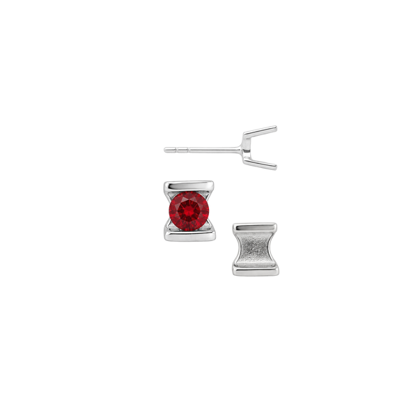 Bar Set Bezel Earrings for Round Stone with Push Post