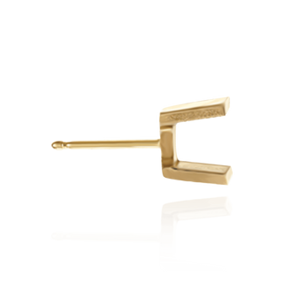 14K Gold Bar Set Bezel Earrings for Round Stone with Push Post