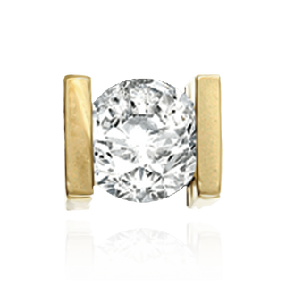 14K Gold Bar Set Bezel Earrings for Round Stone with Push Post