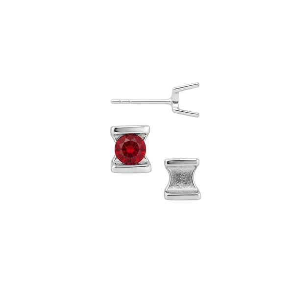 Bar Set Bezel Earrings for Round Stone with Push Post