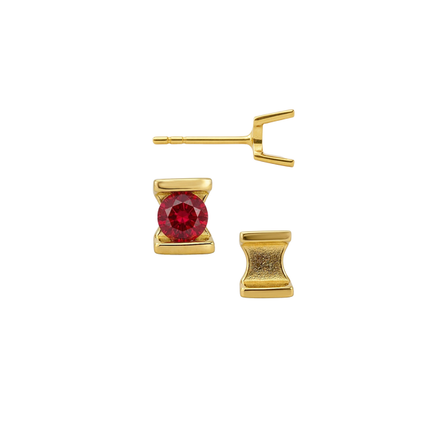 Bar Set Bezel Earrings for Round Stone with Push Post