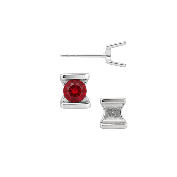 Bar Set Bezel Earrings for Round Stone with Push Post