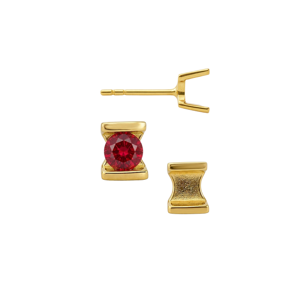 Bar Set Bezel Earrings for Round Stone with Push Post