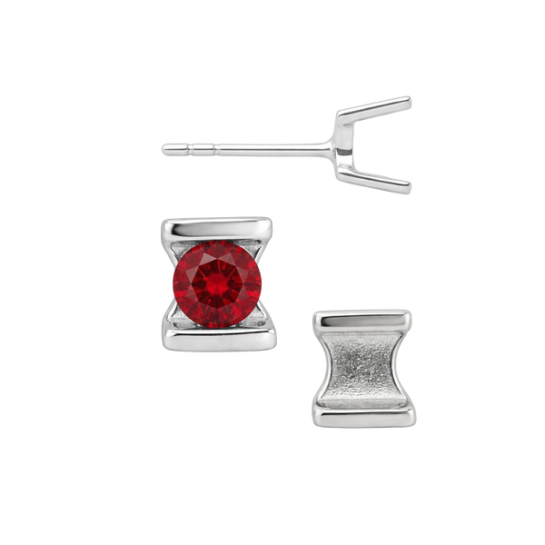 Bar Set Bezel Earrings for Round Stone with Push Post
