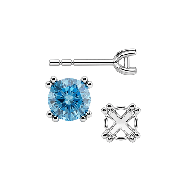 Round Four Prong Twin Wire Earrings with Push Post