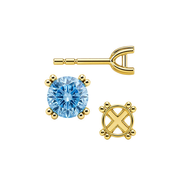 Round Four Prong Twin Wire Earrings with Push Post
