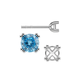 Round Four Prong Twin Wire Earrings with Push Post