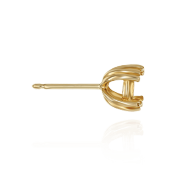 14K Gold Round Four Prong Twin Wire Earrings with Push Post