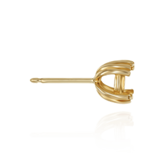 14K Gold Round Four Prong Twin Wire Earrings with Push Post