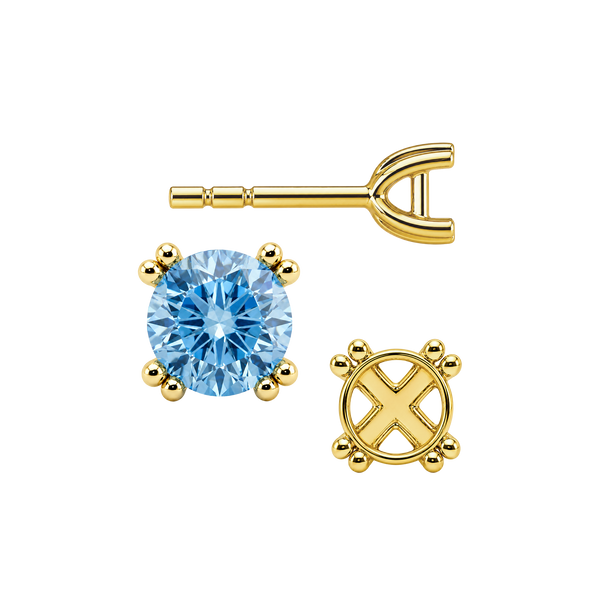 Round Four Prong Twin Wire Earrings with Push Post