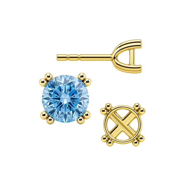 Round Four Prong Twin Wire Earrings with Push Post