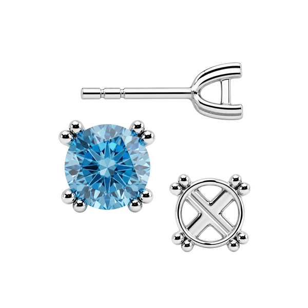 Round Four Prong Twin Wire Earrings with Push Post