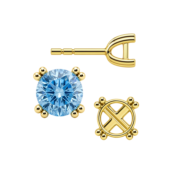 Round Four Prong Twin Wire Earrings with Push Post