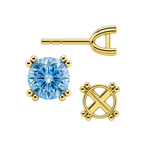 Round Four Prong Twin Wire Earrings with Push Post