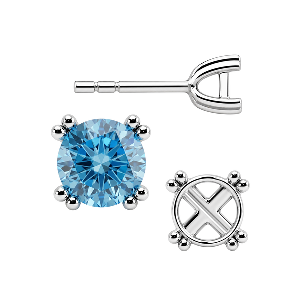 Round Four Prong Twin Wire Earrings with Push Post