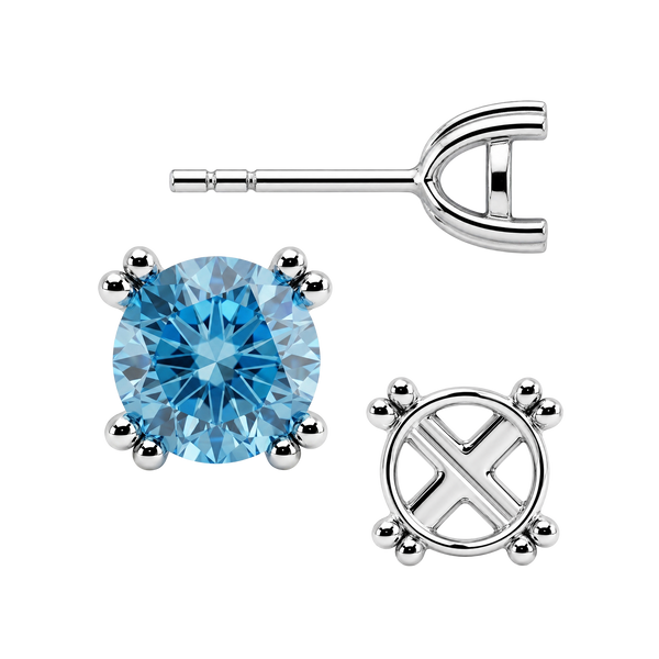 Round Four Prong Twin Wire Earrings with Push Post