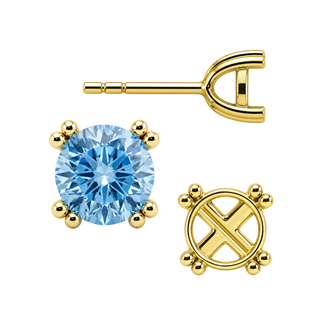 Round Four Prong Twin Wire Earrings with Push Post