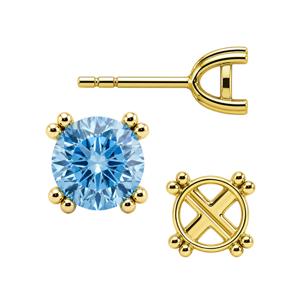 Round Four Prong Twin Wire Earrings with Push Post