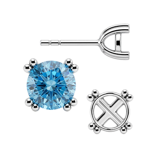 Round Four Prong Twin Wire Earrings with Push Post