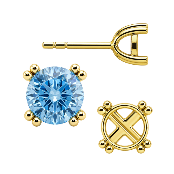 Round Four Prong Twin Wire Earrings with Push Post