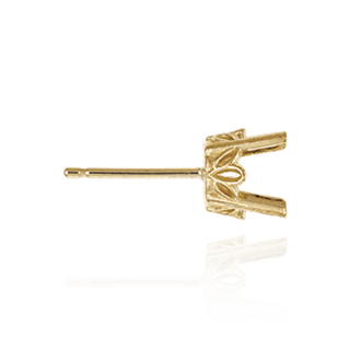 14K Gold Round Four Prong Filigree Earrings with Push Post