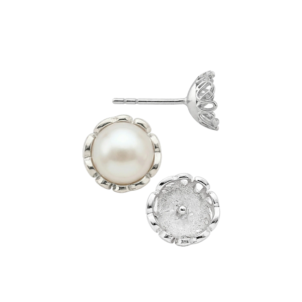 Fancy Pearl Cup Earrings (Metal Mold)