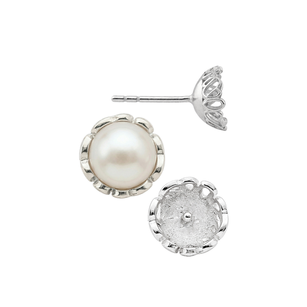 Fancy Pearl Cup Earrings (Metal Mold)