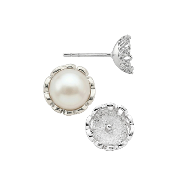 Fancy Pearl Cup Earrings (Metal Mold)