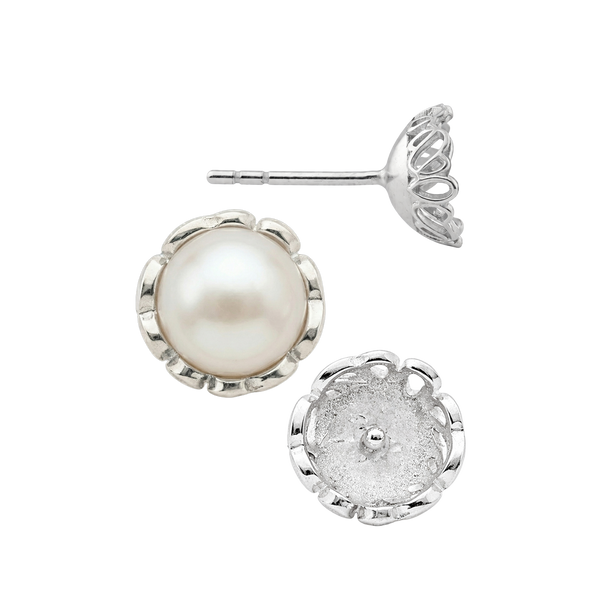 Fancy Pearl Cup Earrings (Metal Mold)