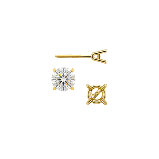 Round Four Prong Heavy Weight Basket Earrings with Screw Post
