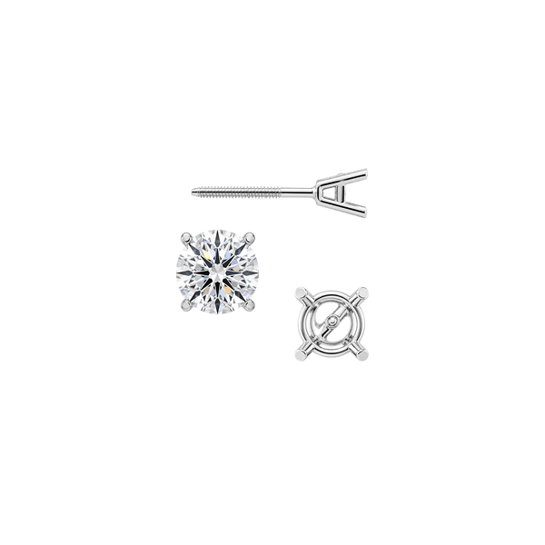 Round Four Prong Heavy Weight Basket Earrings with Screw Post