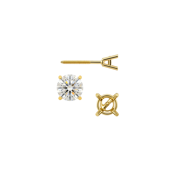 Round Four Prong Heavy Weight Basket Earrings with Screw Post