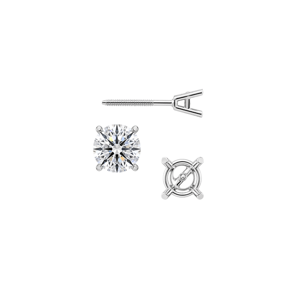 Round Four Prong Heavy Weight Basket Earrings with Screw Post