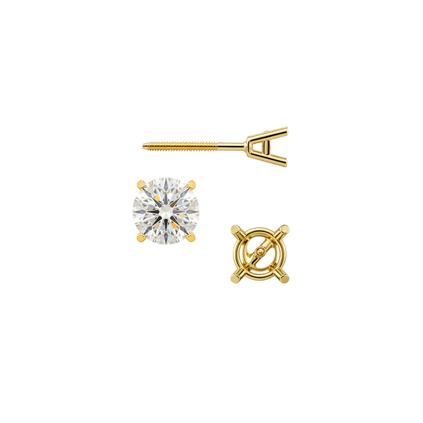 Round Four Prong Heavy Weight Basket Earrings with Screw Post