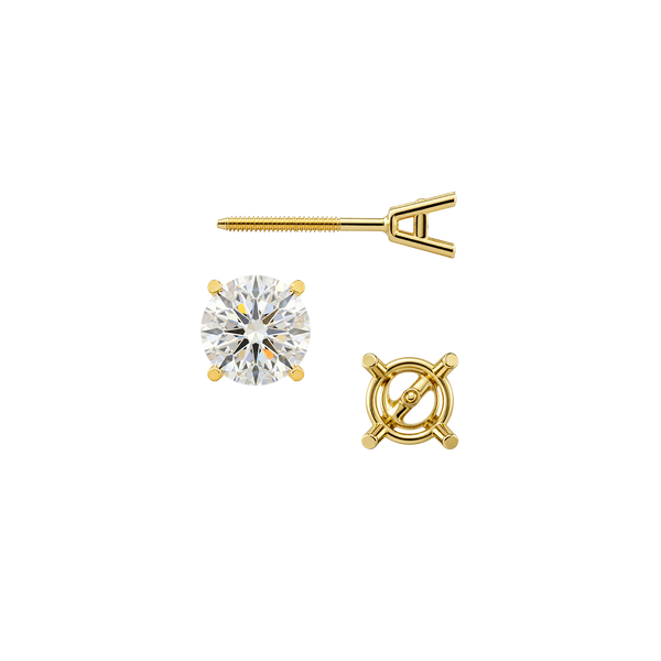 Round Four Prong Heavy Weight Basket Earrings with Screw Post