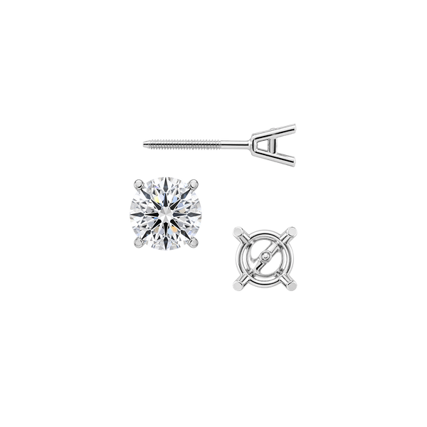 Round Four Prong Heavy Weight Basket Earrings with Screw Post