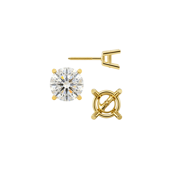 Round Four Prong Heavy Weight Basket Earrings with Screw Post