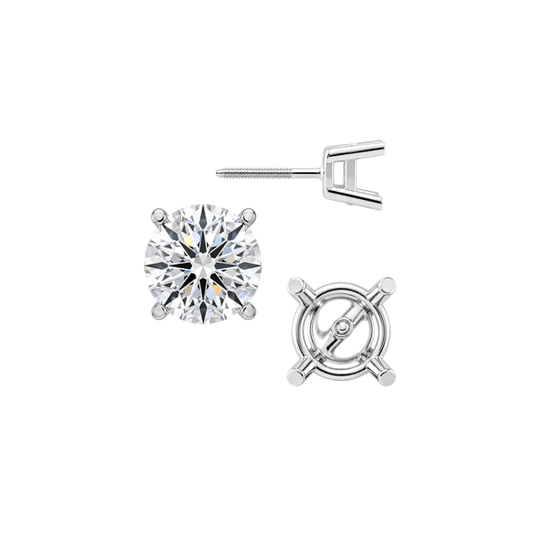 Round Four Prong Heavy Weight Basket Earrings with Screw Post