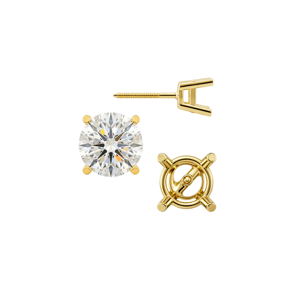 Round Four Prong Heavy Weight Basket Earrings with Screw Post