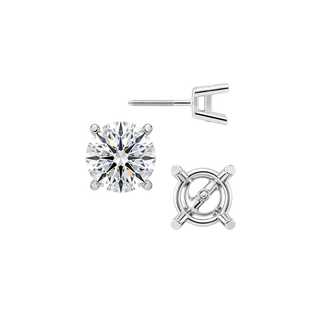 Round Four Prong Heavy Weight Basket Earrings with Screw Post