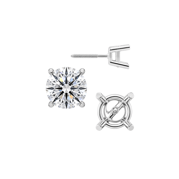 Round Four Prong Heavy Weight Basket Earrings with Screw Post