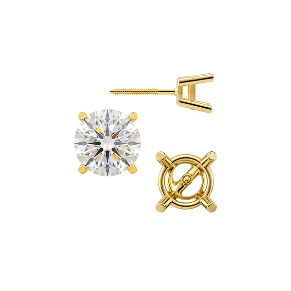 Round Four Prong Heavy Weight Basket Earrings with Screw Post