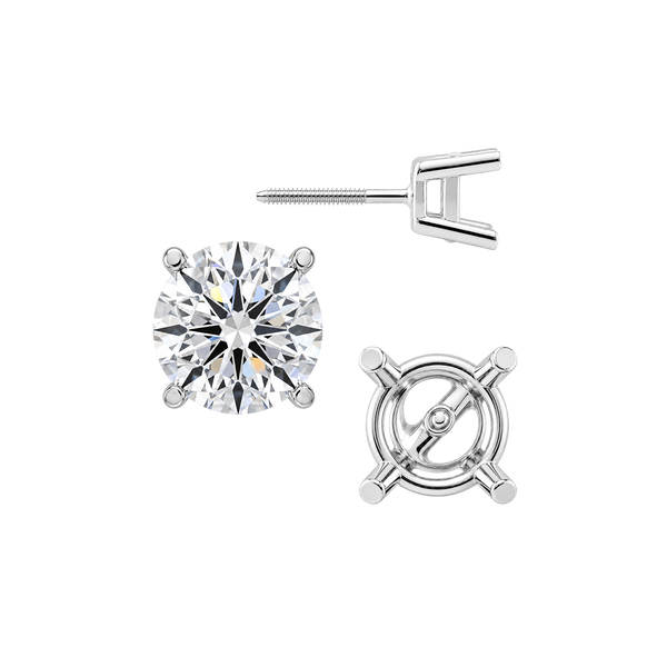 Round Four Prong Heavy Weight Basket Earrings with Screw Post