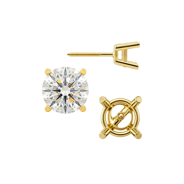 Round Four Prong Heavy Weight Basket Earrings with Screw Post