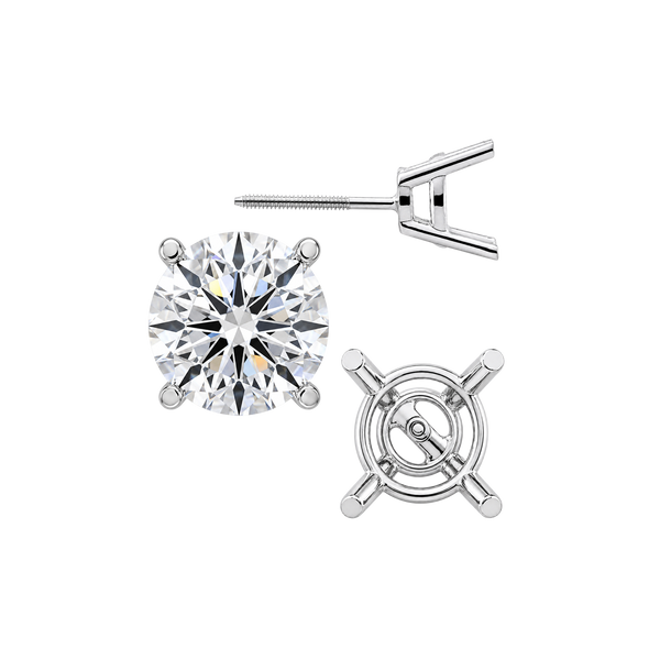 Round Four Prong Heavy Weight Basket Earrings with Screw Post