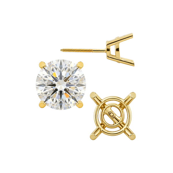 Round Four Prong Heavy Weight Basket Earrings with Screw Post