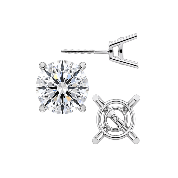 Round Four Prong Heavy Weight Basket Earrings with Screw Post
