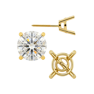 Round Four Prong Heavy Weight Basket Earrings with Screw Post